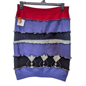NWT Bee Warm Jackson Hole Recycled Upcycled Knit Patchwork Skirt